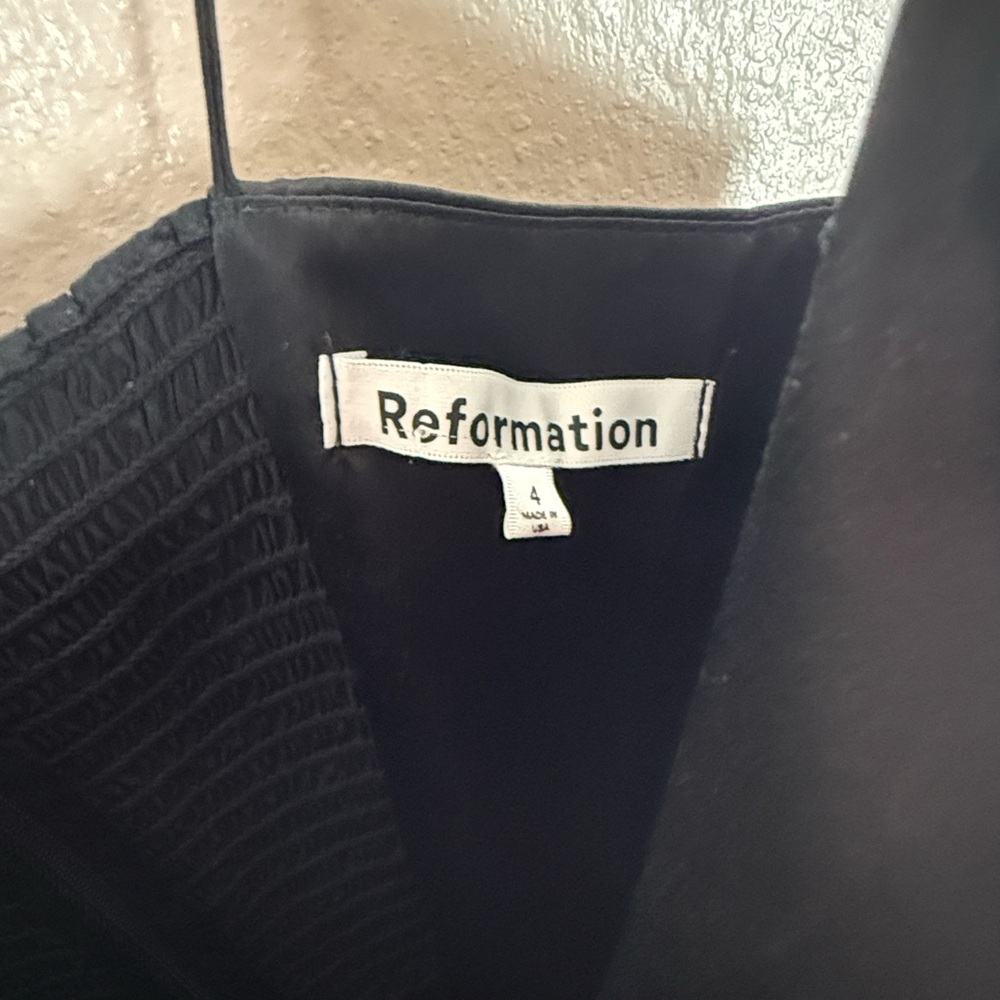 Reformation Frankie Silk Dress in Black White Rosette - Picture 8 of 13